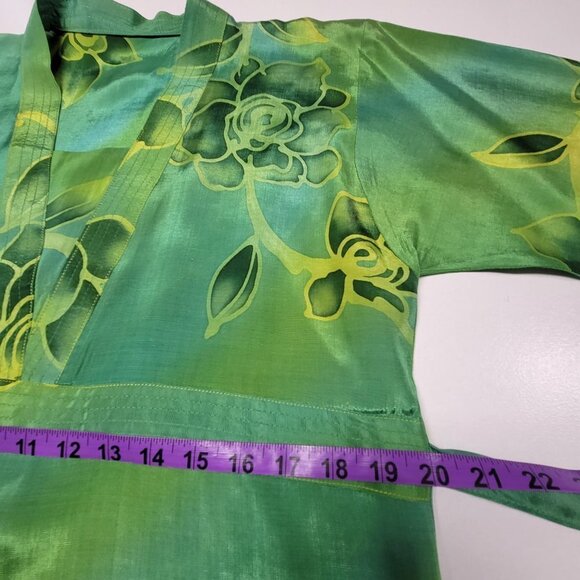 Green Floral Batik Tunic Blouse Top Size S/M - Picture 10 of 10